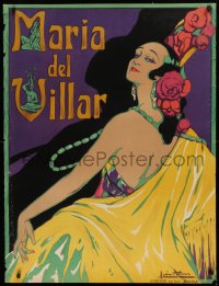 9a126 MARIA DEL VILLAR 31x41 French stage poster 1925 Leon Astruc art of the dancer, ultra rare!