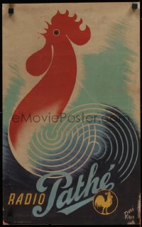 9a121 RADIO PATHE 15x24 French advertising poster 1940s Rene Ravo art of the studio rooster logo!