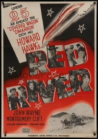9a118 RED RIVER Swedish 1948 John Wayne, Montgomery Clift, Howard Hawks classic, Eric Rohman art!