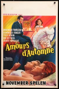 9b227 AUTUMN LOVE Belgian 1962 completely different artwork of sexy Anne-Marie Francois!
