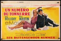 9b232 BELLS ARE RINGING Belgian 1960 art of Judy Holliday & Dean Martin with phones!