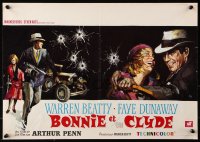 9b237 BONNIE & CLYDE Belgian 1968 art of Warren Beatty & Faye Dunaway by Raymond Elseviers!