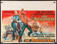 9b239 BUCCANEER Belgian 1960 art of Yul Brynner, Charlton Heston, directed by Anthony Quinn!
