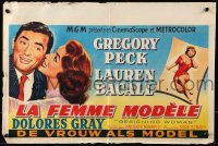 9b251 DESIGNING WOMAN Belgian 1957 romantic art of Gregory Peck & Lauren Bacall!