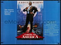 9b191 COMING TO AMERICA British quad 1988 great artwork of African Prince Eddie Murphy by Drew!