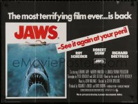9b200 JAWS British quad R1976 Steven Spielberg's classic man-eating shark attacking sexy swimmer!