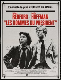 9b618 ALL THE PRESIDENT'S MEN French 24x32 1976 Hoffman & Robert Redford as Woodward & Bernstein!