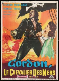 9b622 BLACK PIRATE French 23x32 1962 Ricardo Montalban, Vincent Price, Orfi, cool pirate action!