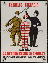 9b626 CHAPLIN REVUE French 24x32 R1973 Charlie comedy compilation, great artwork by Leo Kouper!