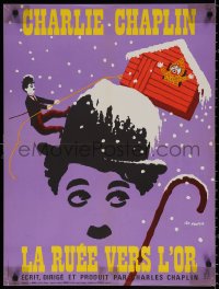 9b642 GOLD RUSH French 23x31 R1972 Charlie Chaplin classic, great Leo Kouper artwork!