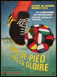 9b648 HEADING FOR GLORY French 23x31 1975 English World Cup FIFA football soccer, different art!