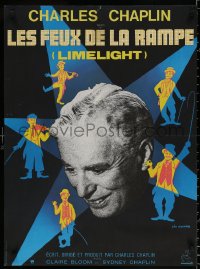 9b663 LIMELIGHT French 23x31 R1970s Charlie Chaplin art & close-up by Kouper & Boumendil