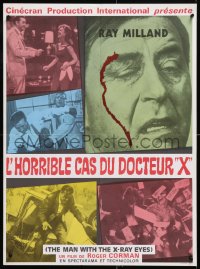 9b704 X: THE MAN WITH THE X-RAY EYES French 22x30 1971 Ray Milland strips souls & bodies, cool art!
