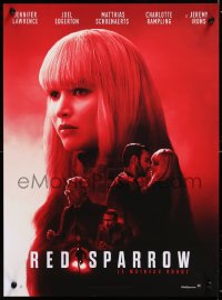 9b765 RED SPARROW teaser French 15x21 2018 portrait of Jennifer Lawrence over red background!