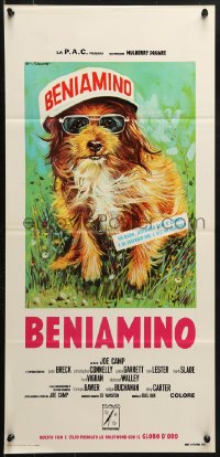 9b799 BENJI Italian locandina 1975 classic dog movie, different Ezio Tarantelli art w/ pink title!