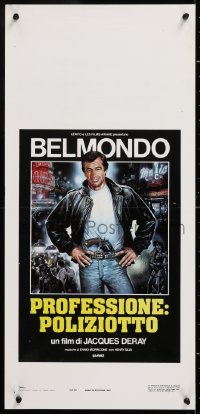 9b867 LE MARGINAL Italian locandina 1985 artwork of tough Jean-Paul Belmondo by Renato Casaro!