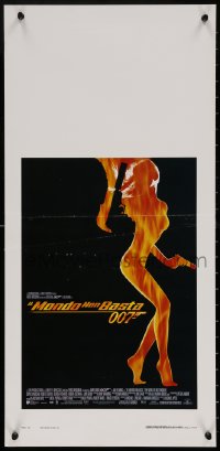 9b922 WORLD IS NOT ENOUGH Italian locandina 1999 James Bond, flaming silhouette of sexy girl!