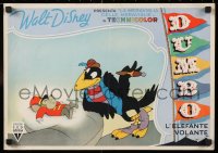 9b968 DUMBO Italian 13x19 pbusta 1948 Disney cartoon classic, c/u of Crow & Timothy Q. Mouse!