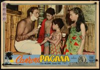 9b982 PAGAN LOVE SONG Italian 14x19 pbusta 1951 different image of Keel shaving with kids, rare!