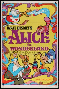 9c479 ALICE IN WONDERLAND 1sh R1981 Walt Disney Lewis Carroll classic, cool psychedelic art