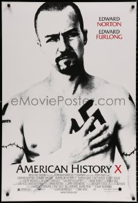 9c482 AMERICAN HISTORY X DS 1sh 1998 Edward Norton & Edward Furlong as skinhead neo-Nazis!