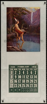 9c013 CALENDAR SAMPLE calendar sample 1931 American Princess, great art of native American woman!
