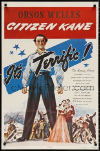 9c179 CITIZEN KANE 23x35 commercial poster 1971 some called Orson Welles a hero, others called him heel!