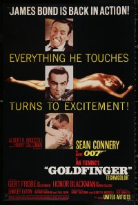 9c186 GOLDFINGER 24x36 commercial poster 1988 images of Connery as Bond & Eaton from one sheet!