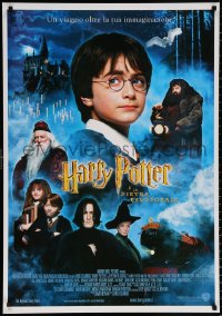 9c188 HARRY POTTER & THE PHILOSOPHER'S STONE 28x40 Italian commercial poster 2001 cast montage!
