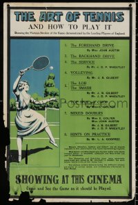 9c002 ART OF TENNIS & HOW TO PLAY IT English 20x30 1920s great art of woman playing the sport!