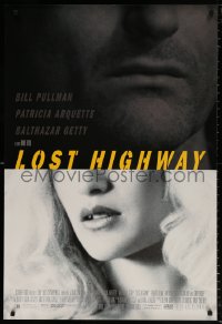 9c723 LOST HIGHWAY 1sh 1997 David Lynch, split image of Bill Pullman & Patricia Arquette!