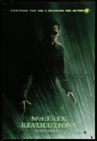 9c744 MATRIX REVOLUTIONS teaser DS 1sh 2003 cool image of Keanu Reeves as Neo!