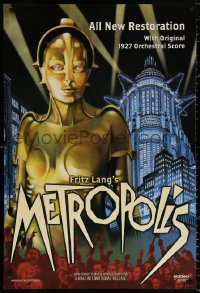 9c751 METROPOLIS DS 1sh R2002 Fritz Lang classic, Brigitte Helm as the robot, New Tower of Babel!