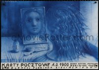 9c211 KARTY POCZTOWE A.D. 1900 exhibition Polish 27x38 1985 Jerzy Czerniawski art of girl in mirror!