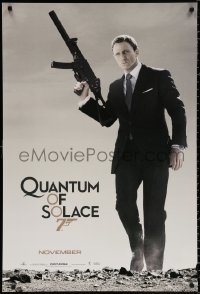 9c801 QUANTUM OF SOLACE teaser 1sh 2008 Daniel Craig as Bond with H&K submachine gun!