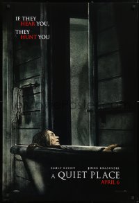 9c803 QUIET PLACE teaser DS 1sh 2018 completely creepy image of Emily Blunt in bathtub & shadow!