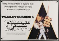 9c085 CLOCKWORK ORANGE 27x39 English REPRO poster 1980s Kubrick, Castle art of Malcolm McDowell!