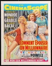 9c088 HOW TO MARRY A MILLIONAIRE 15x20 REPRO poster 1990s Marilyn Monroe, Grable & Bacall!