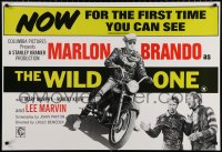 9c090 WILD ONE 27x39 English REPRO poster 1980s portrait of Brando wearing goggles on motorcycle!