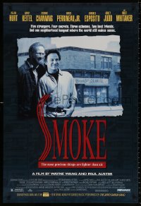 9c878 SMOKE 1sh 1995 Wayne Wang, Paul Auster, Harvey Keitel, William Hurt, New York City!