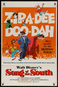 9c888 SONG OF THE SOUTH 1sh R1972 Walt Disney, Uncle Remus, Br'er Rabbit & Bear, zip-a-dee doo-dah!