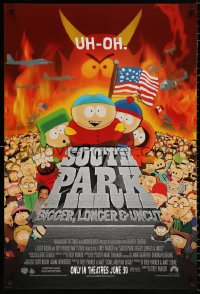 9c889 SOUTH PARK: BIGGER, LONGER & UNCUT int'l advance 1sh 1999 Parker & Stone animated musical!