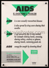 9c242 AIDS IS EVERYONE'S PROBLEM 12x17 English special poster 1980s information on new illness!