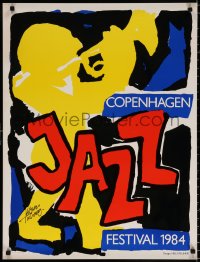 9c120 COPENHAGEN JAZZ FESTIVAL 1984 24x32 Danish music poster 1984 Neils Reumert art of musician!