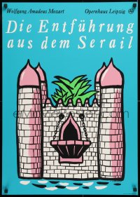 9c352 DIE ENTFUHRUNG AUS DEM SERAIL 23x32 East German stage poster 1987 wild silkscreen castle!