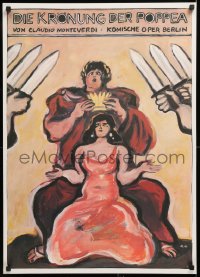 9c355 DIE KRONUNG DER POPPEA 22x31 East German stage poster 1980 art of the crowning and swords!