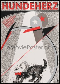 9c397 HUNDEHERZ silkscreen 23x32 East German stage poster 1989 Mikhail Bulgakov!