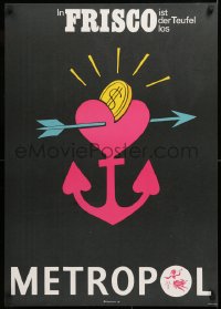9c400 IN FRISCO IST DER TEUFEL LOS 23x32 East German stage poster 1981 heart, arrow by Schleusing!