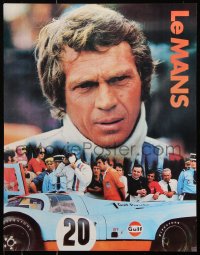 9c280 LE MANS 17x22 special poster 1971 Gulf Oil, race car driver Steve McQueen, orange title design!