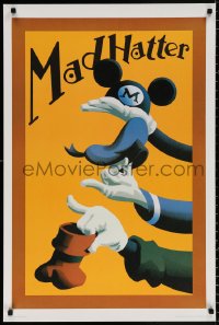 9c285 MAD HATTER 24x36 special linen poster 1980s Mickey Mouse, Donald Duck and Goofy holding hats!